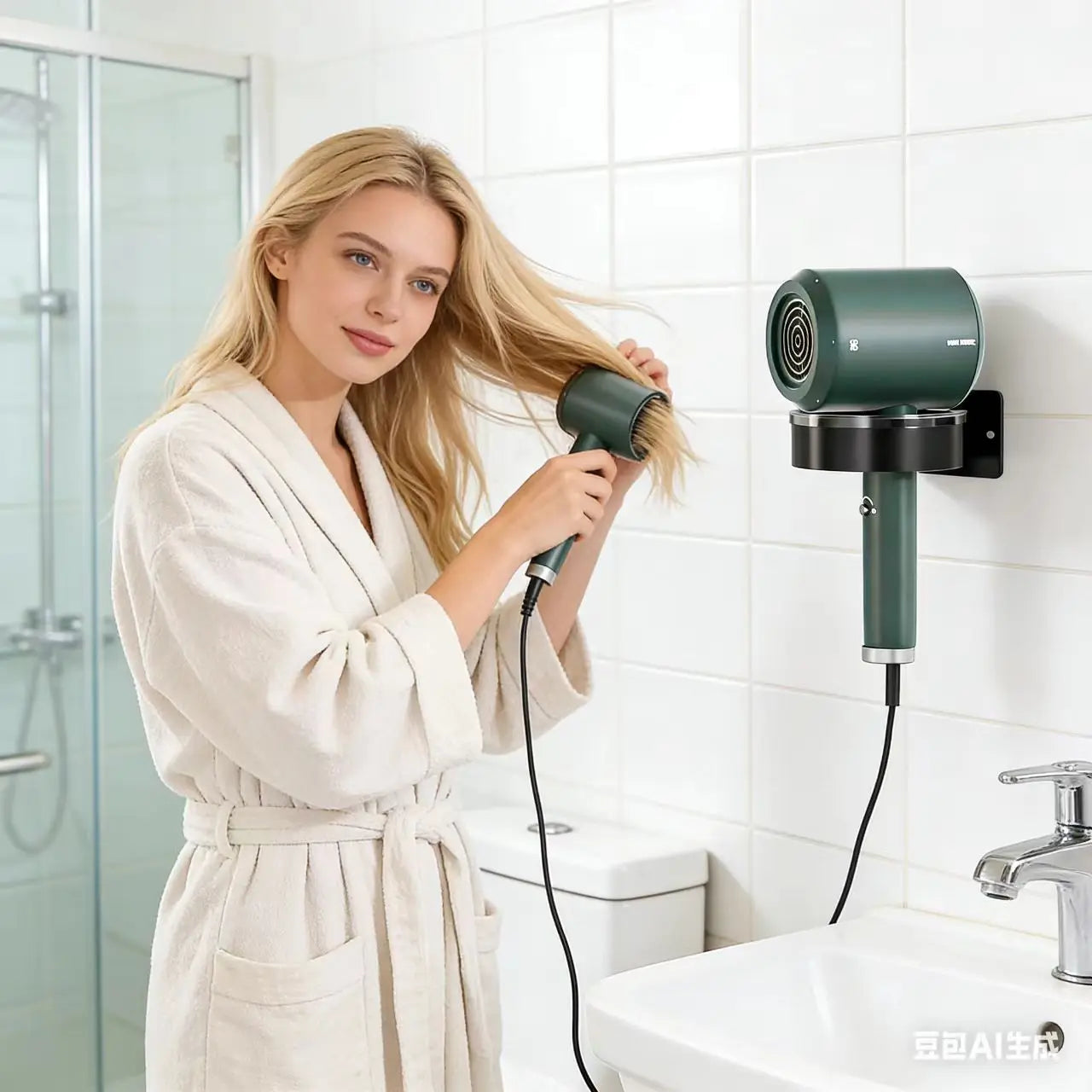 Durable Metal Wall Mounted Hair Dryer And Flat Iron Rack