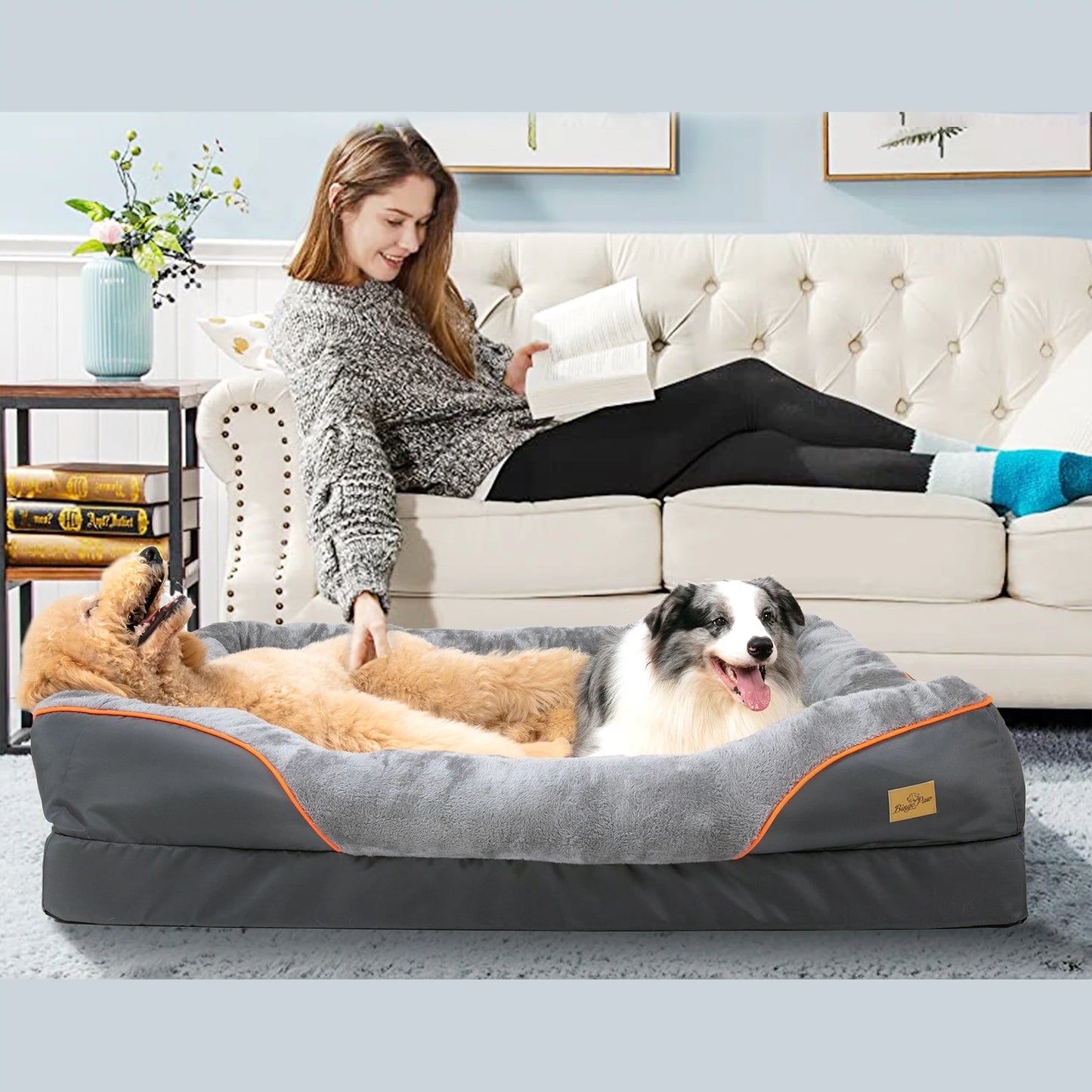 BINGOPAW Removable Washable Cover Dog Bed With Anti Allergy Fleece