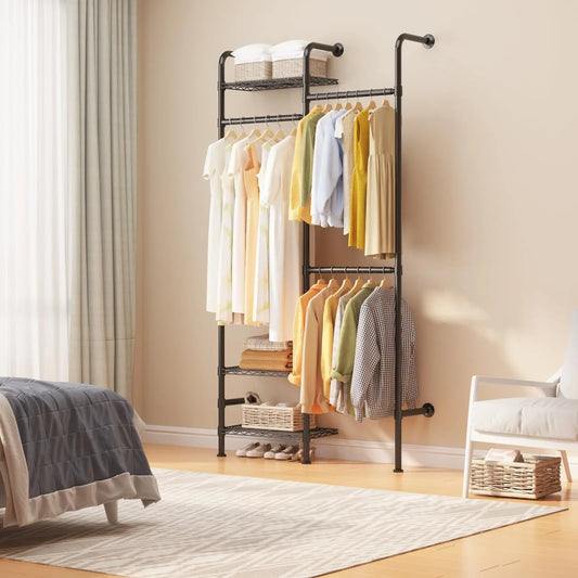 Studyset Carbon Steel Wall Mounted Clothes Rack Pipe Closet System