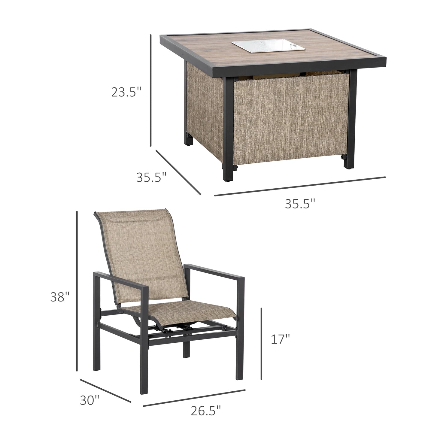 5 Piece Garden Patio Dining Set With Ice Bucket Table