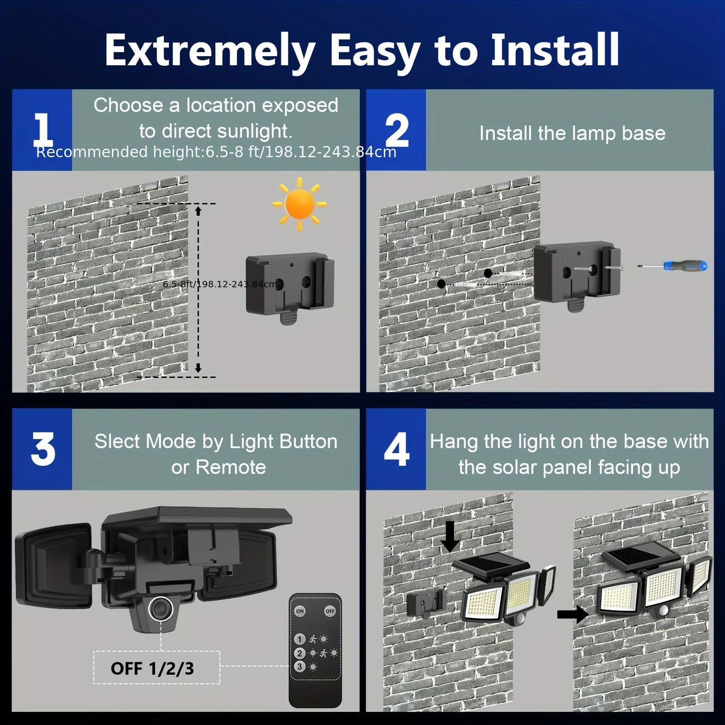 SZRSTH 3 Pack Outdoor Solar Lights Motion Sensor LED Security