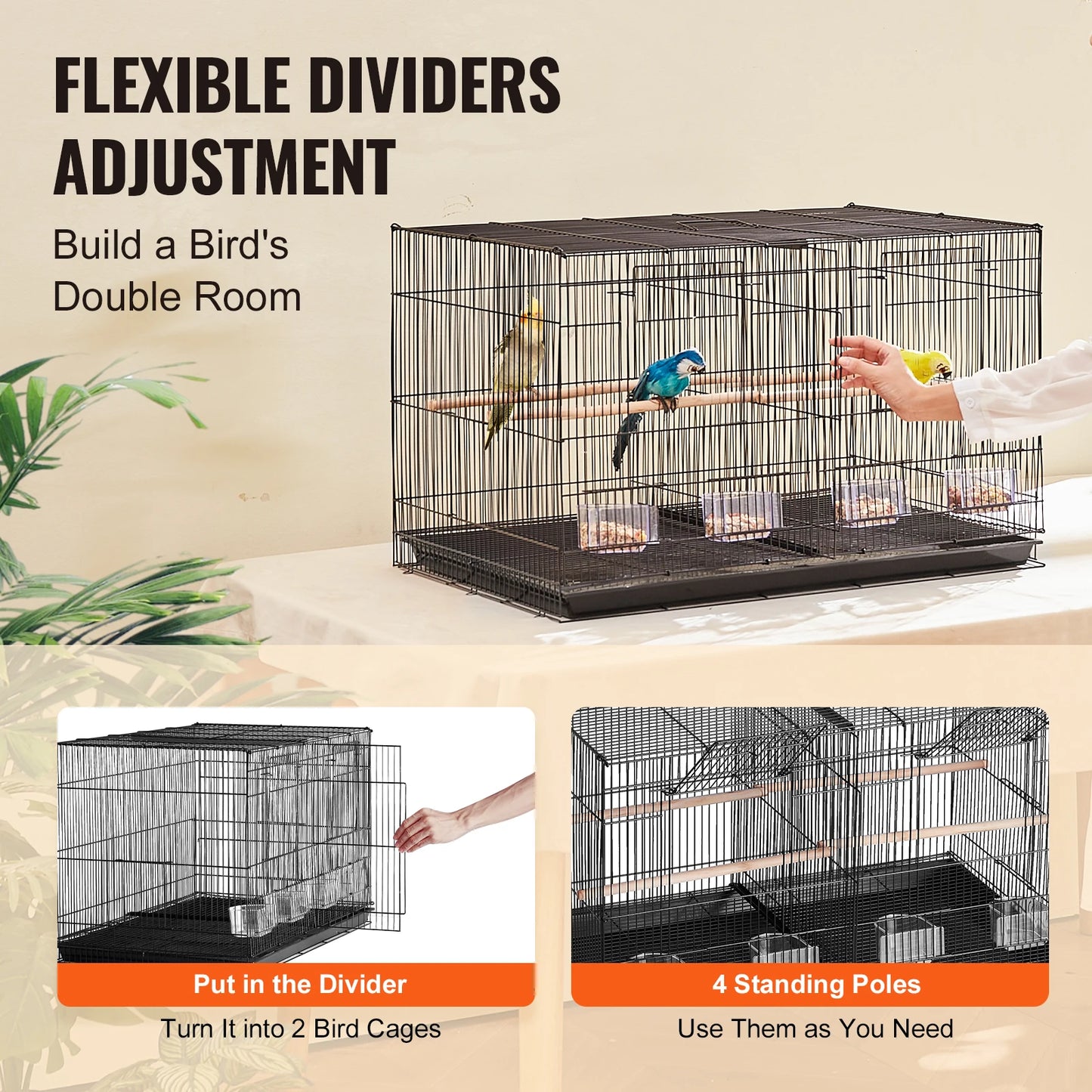 SucceBuy Stackable Divider Bird Cage With Travel Handle For Birds