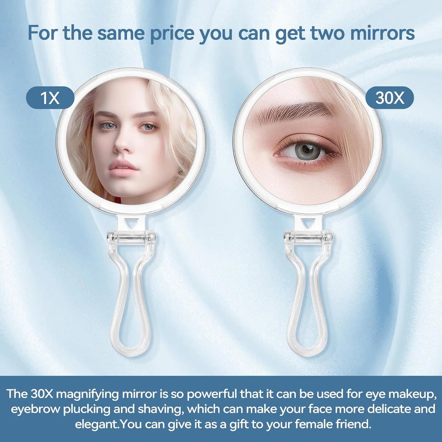 Portable Travel Mirror With Double-Sided Magnification For Makeup
