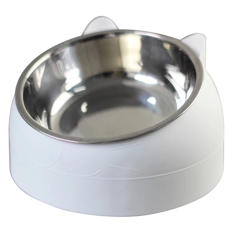 Stainless Steel Cat Bowls Non Slip Base 15 Degree Tilt