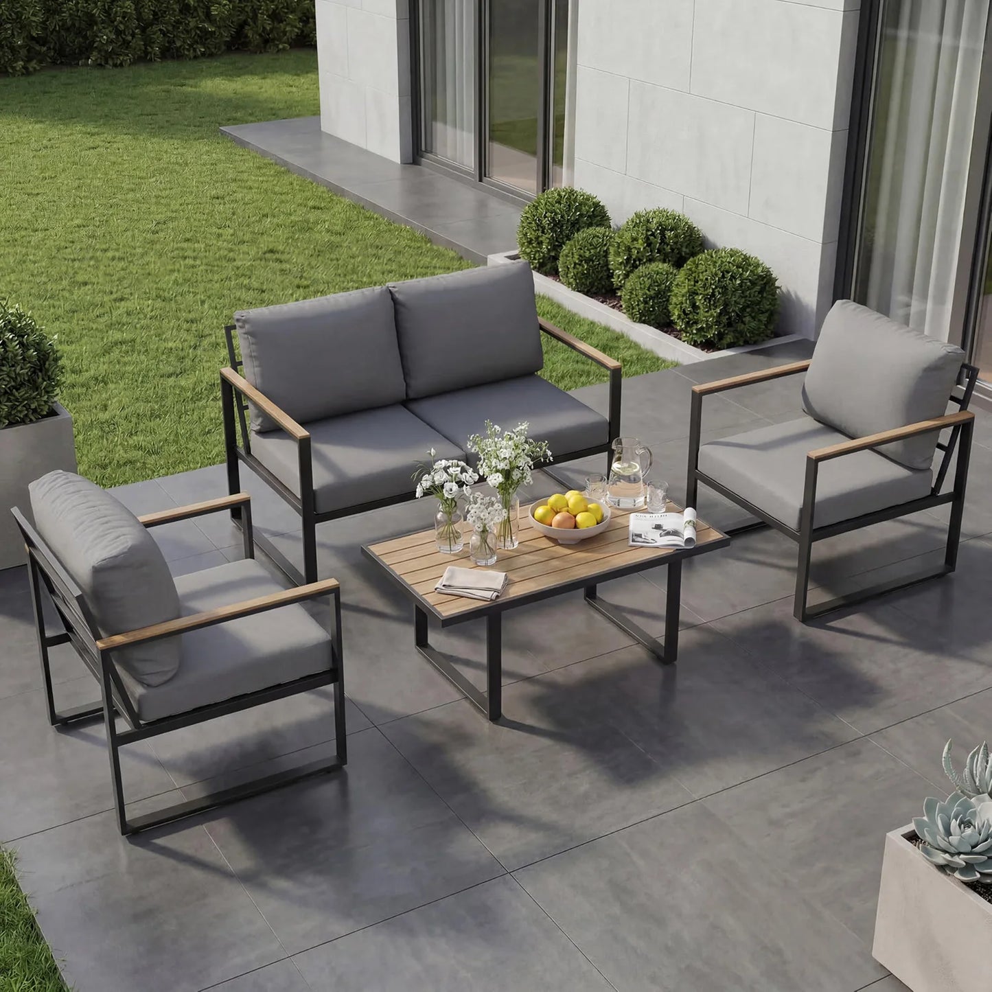 HobbyLane Modern Outdoor Patio Conversation Set With Coffee Table