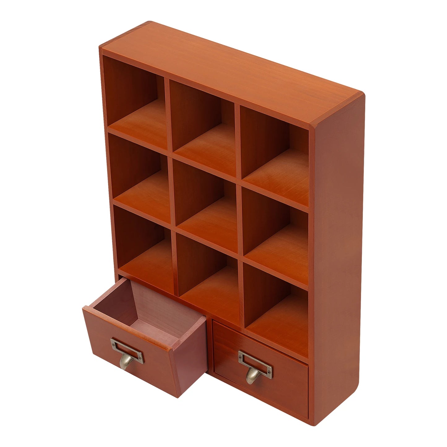 Nine-Compartment Wooden Storage Cabinet With Drawers