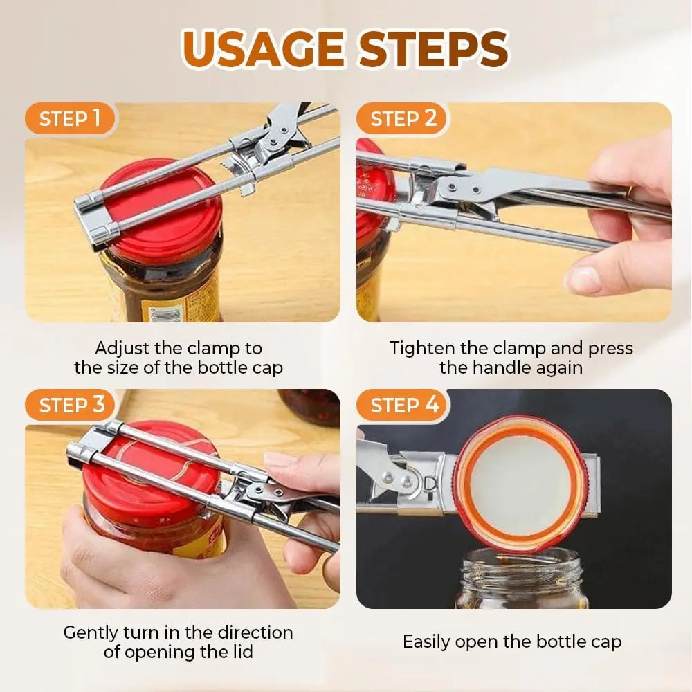 Adjustable Stainless Steel Jar Opener For Seniors Arthritis