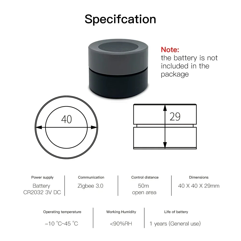 MOES ZigBee Smart Knob Switch Wireless Scene Button Controller