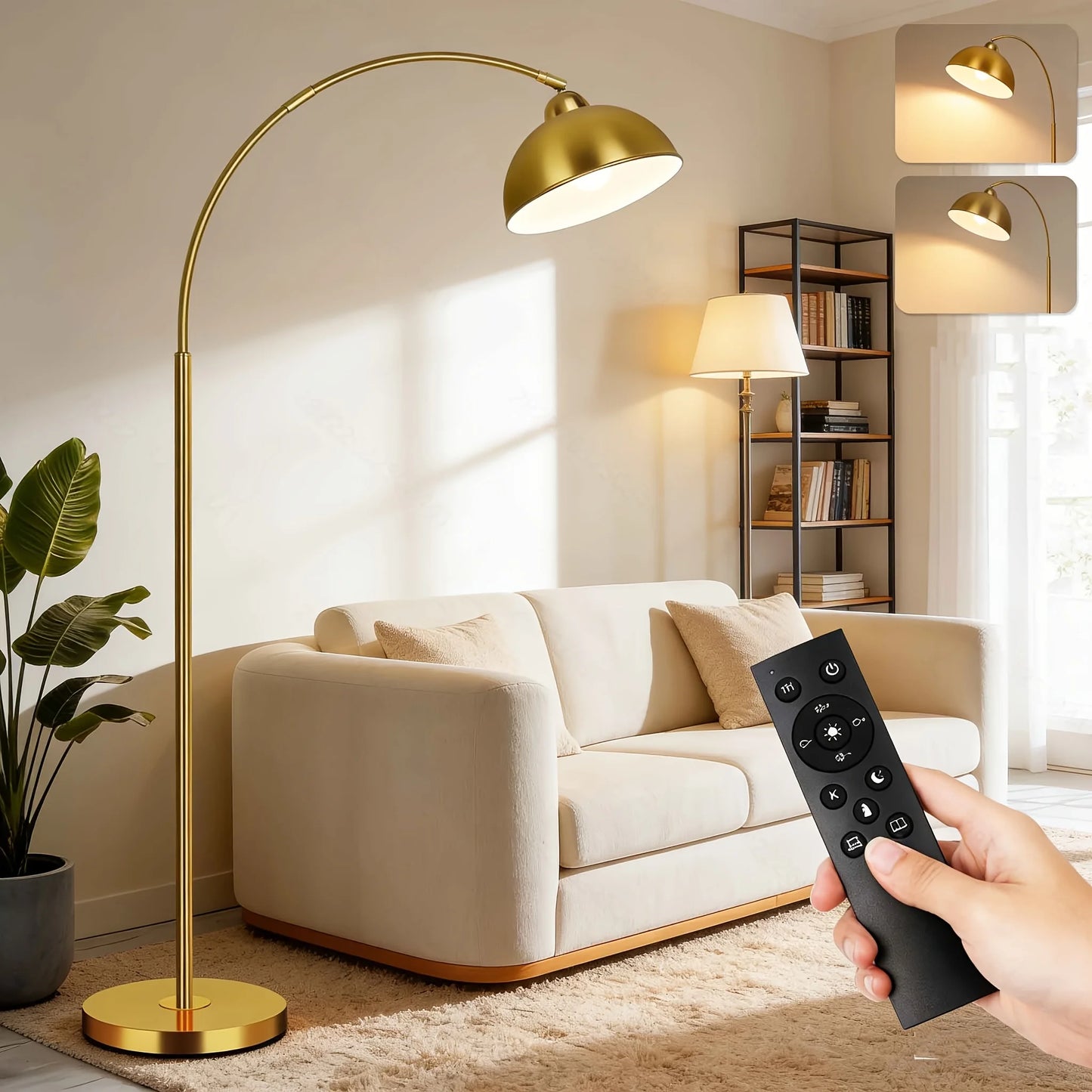 Firstchoicelighting Modern Arched Dimmable Floor Lamp With Remote