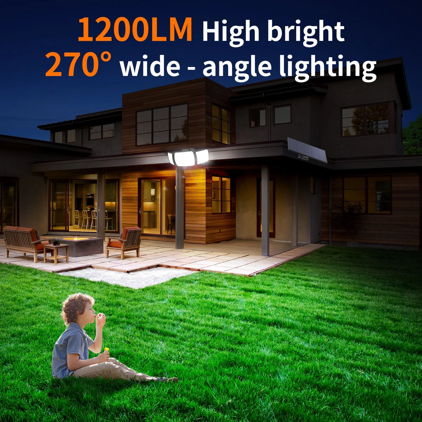 Intelamp Outdoor Solar LED Flood Light With Two Motion Sensors