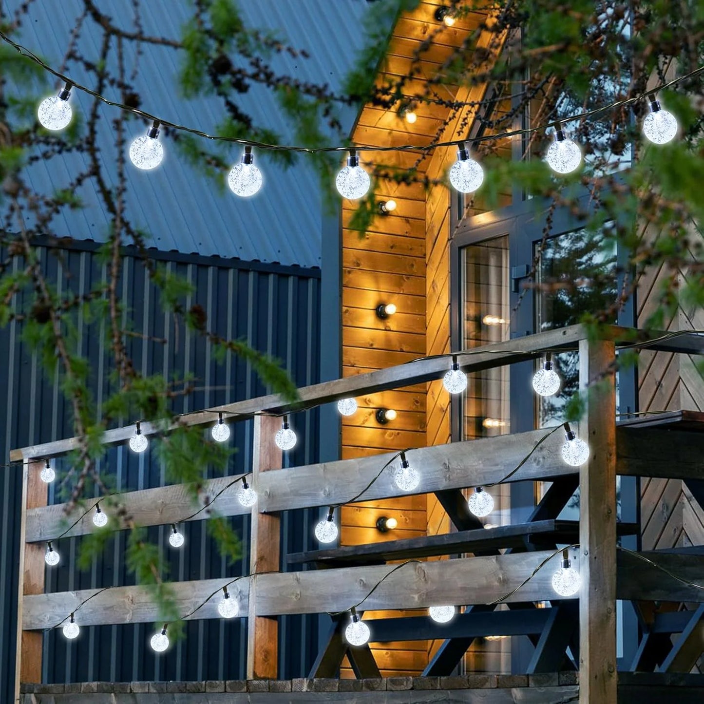 Solar Powered Bubble Ball String Lights 100 LEDs Eight Modes