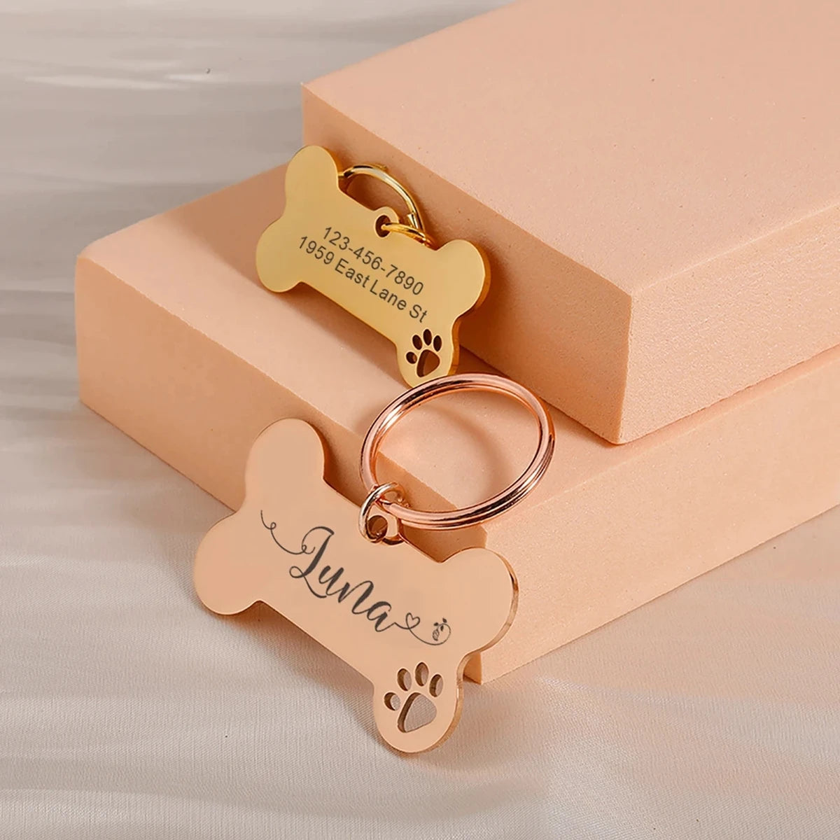 Custom Love Wave Dog Tag For Pet ID Collar Personalizable