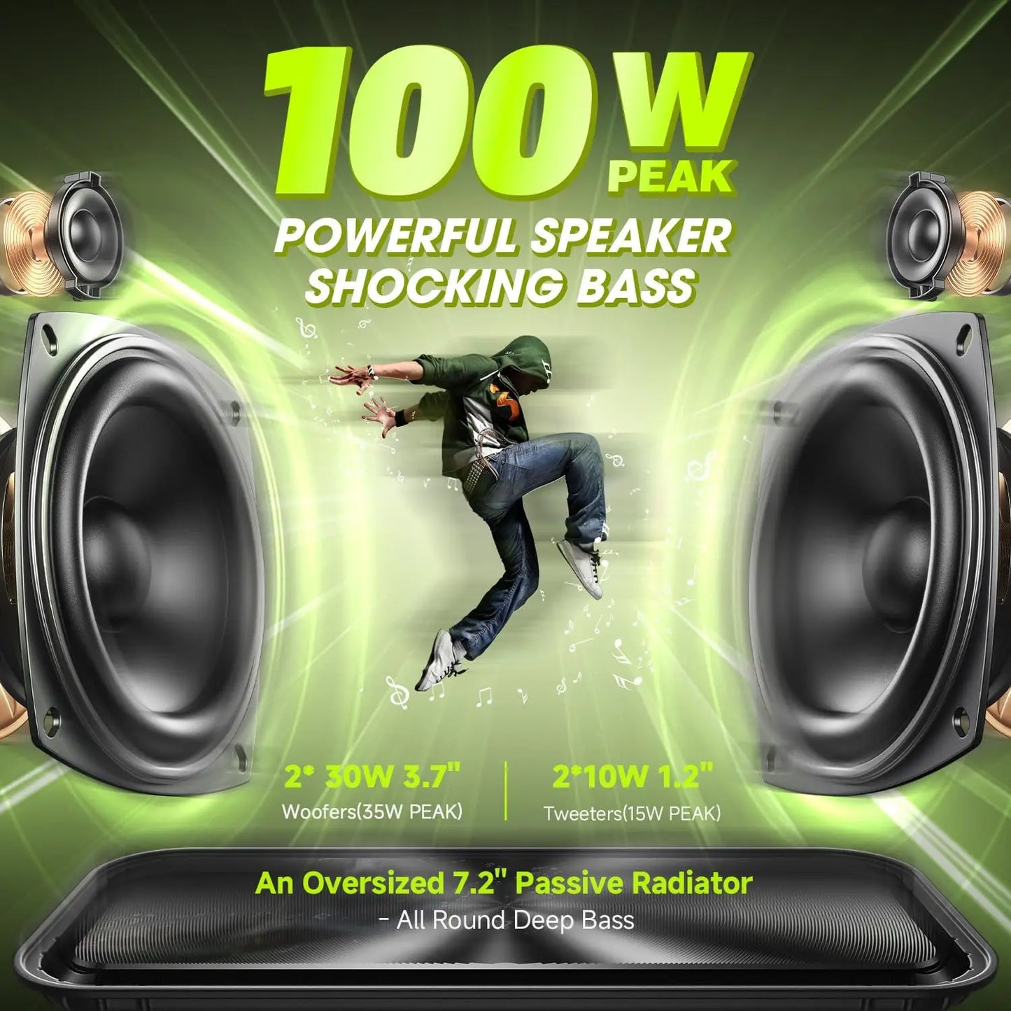 W-King D9-1 Bluetooth Speaker 60W HD IPX6 Waterproof Portable Boombox