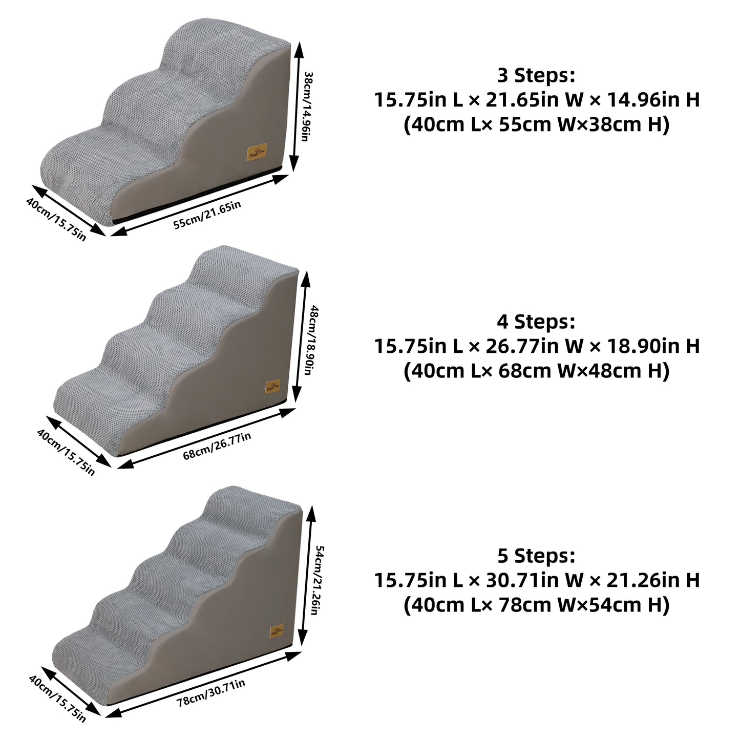 3 To 5 Step Curved Dog Stairs With Removable Cover