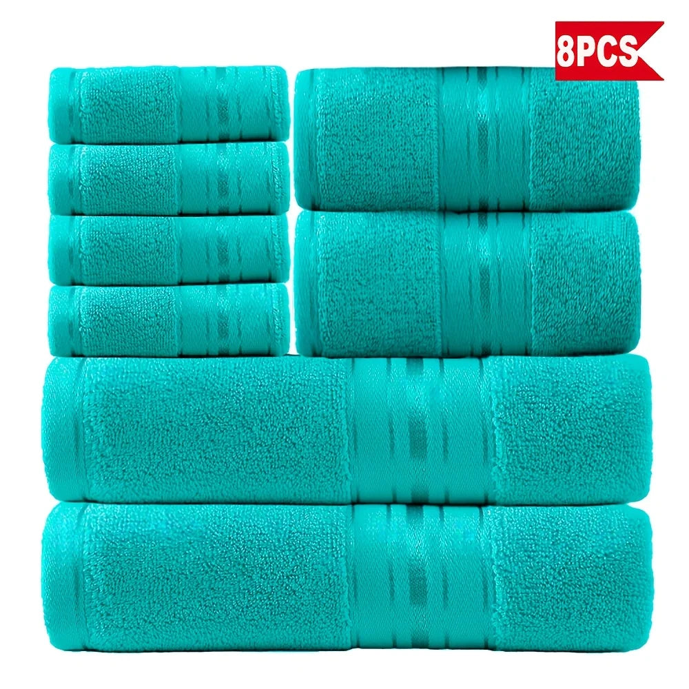 8 Piece Luxury Towel Set 100 Percent Cotton Towels Washcloths