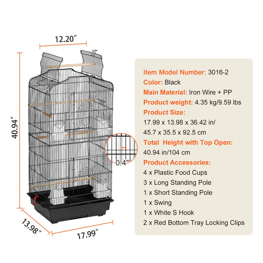 SucceBuy Open Top Parrot Bird Cage With Swing For Travel