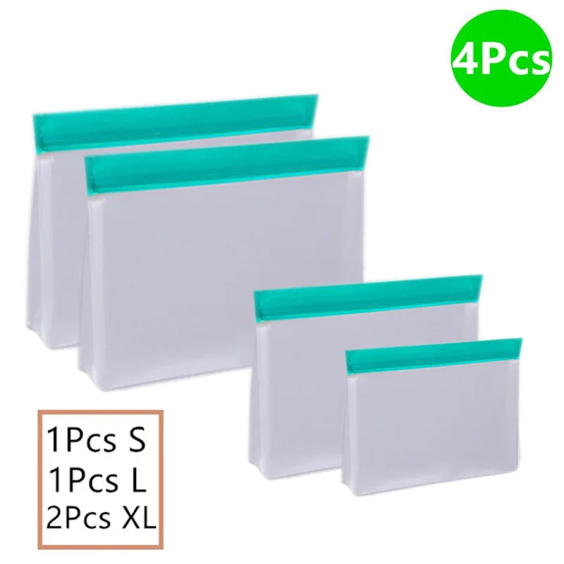 Reusable Silicone Food Storage Bag Stand Up Leakproof Freezer