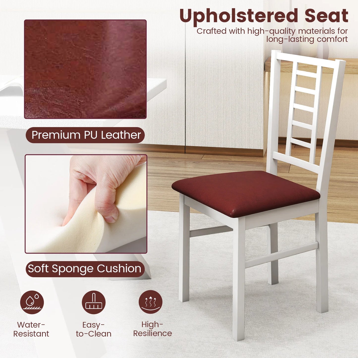 HOMASIS Wooden Dining Chairs With Rubber Wood Frame