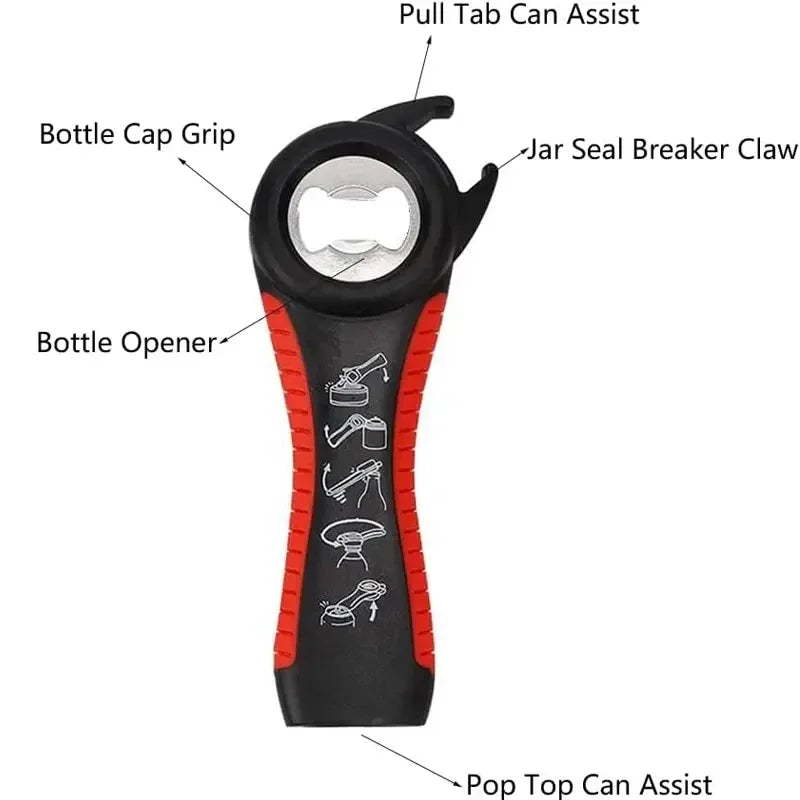 Weak Hands 5 In 1 Can Opener Kit With Non Slip Handle