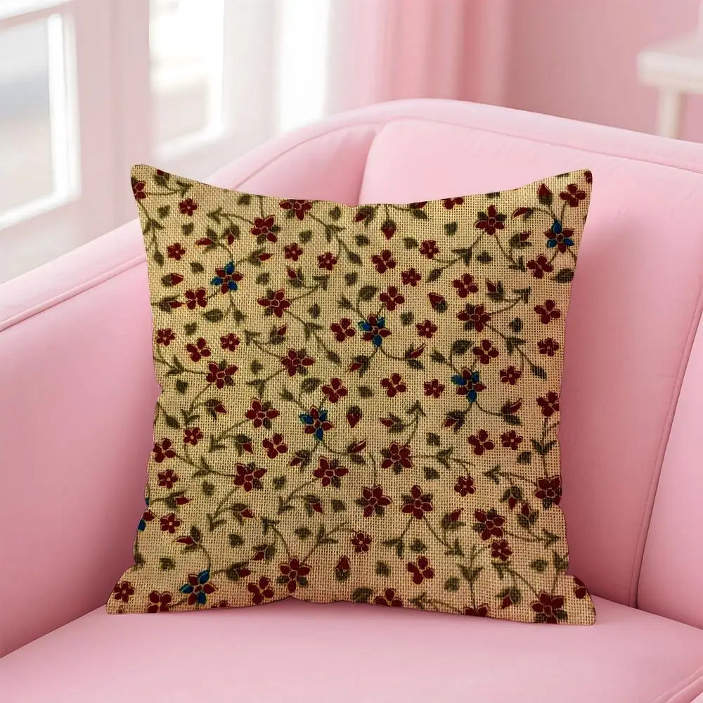 Pastoral Floral Cushion Cover With Concealed Zipper Polyester Cotton