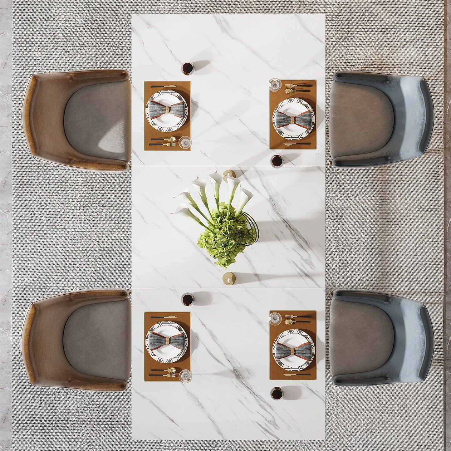 Tribesigns Modern Rectangular Dining Table With Marble Finish Top, No Chairs