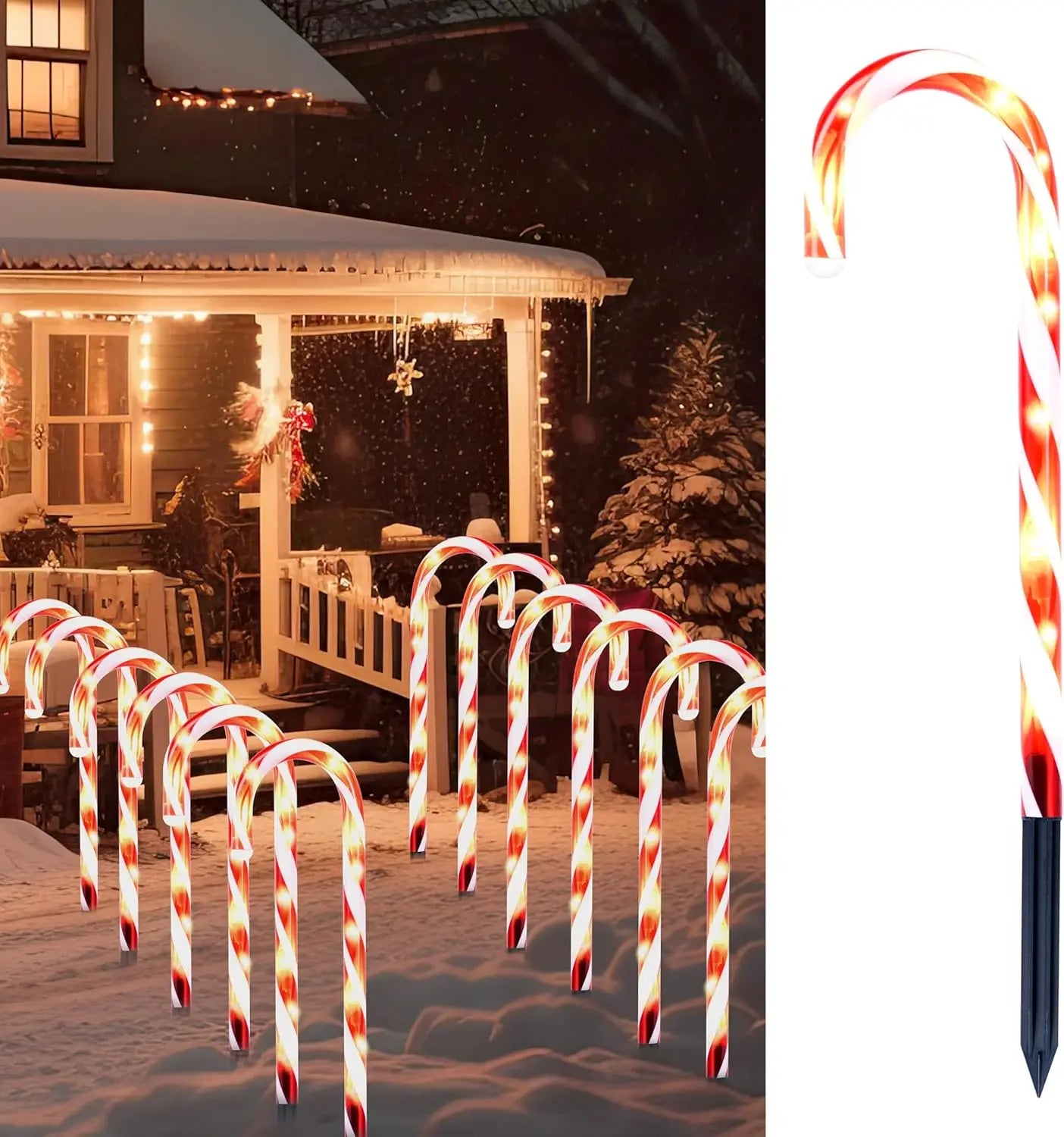 Joyfy Candy Cane Pathway Lights 12 With Warm White