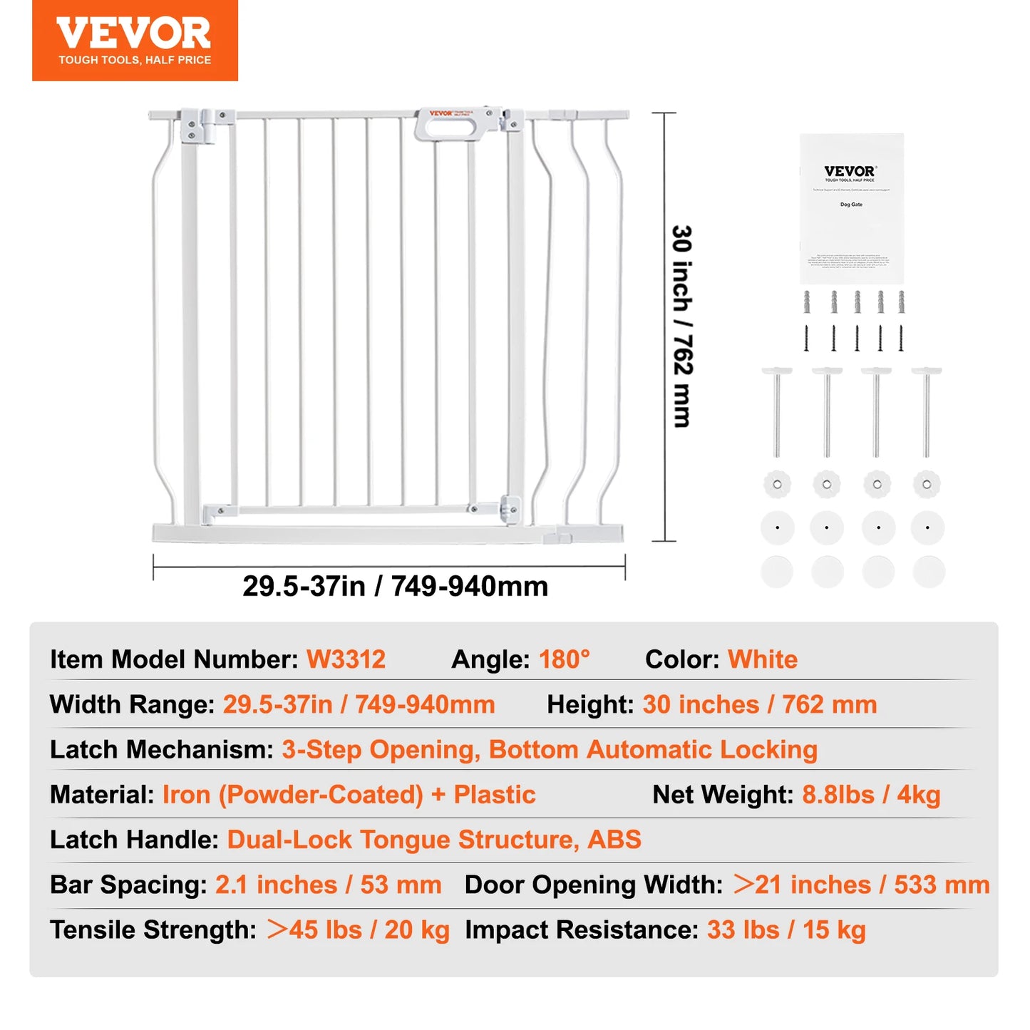 SucceBuy Baby Gate Pressure Mount Walk Through Child Fence