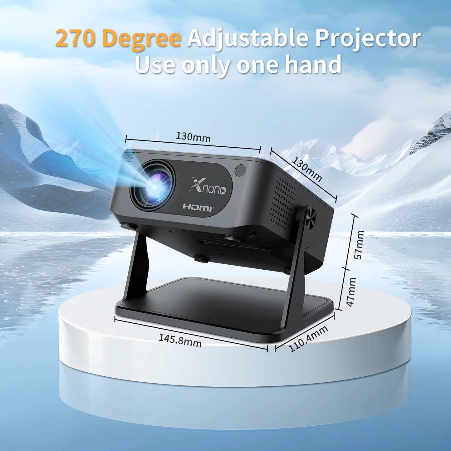 XNANO Mini Smart Projector 720P Native, 4K Decoding, WiFi 6