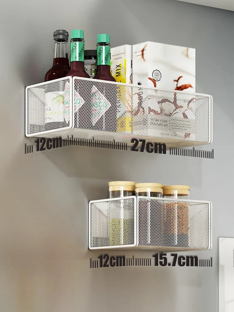 Refrigerator Magnetic Storage Rack Carbon Steel Multifunctional Basket