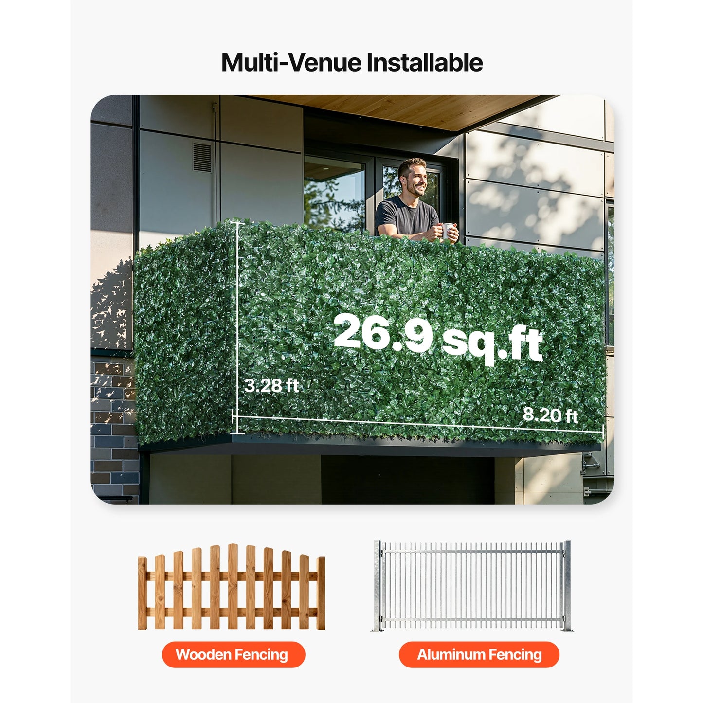 VEVOR Privacy Fence Artificial Green Wall Screen Ivy Hedge Decoration