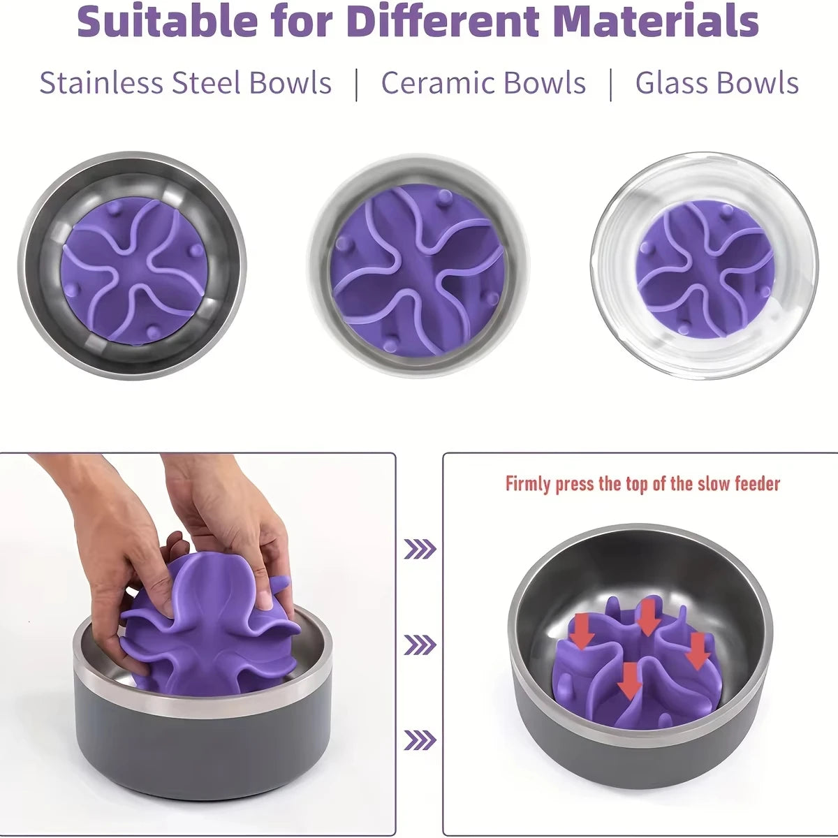 Soft Silicone Slow Feeder Puzzle Dog Bowl Insert Promotes Digestion