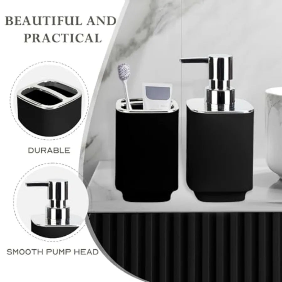 Bathroom Accessories 2-Piece Soap Dispenser And Toothbrush Holder Set
