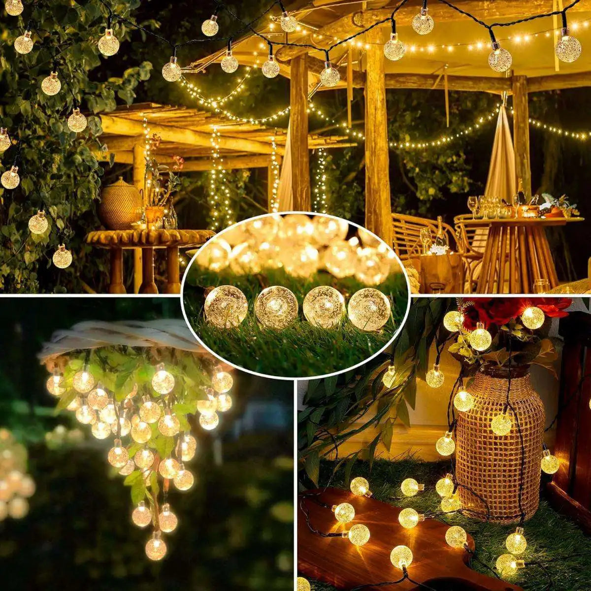Solar Powered Bubble Ball String Lights 100 LEDs Eight Modes