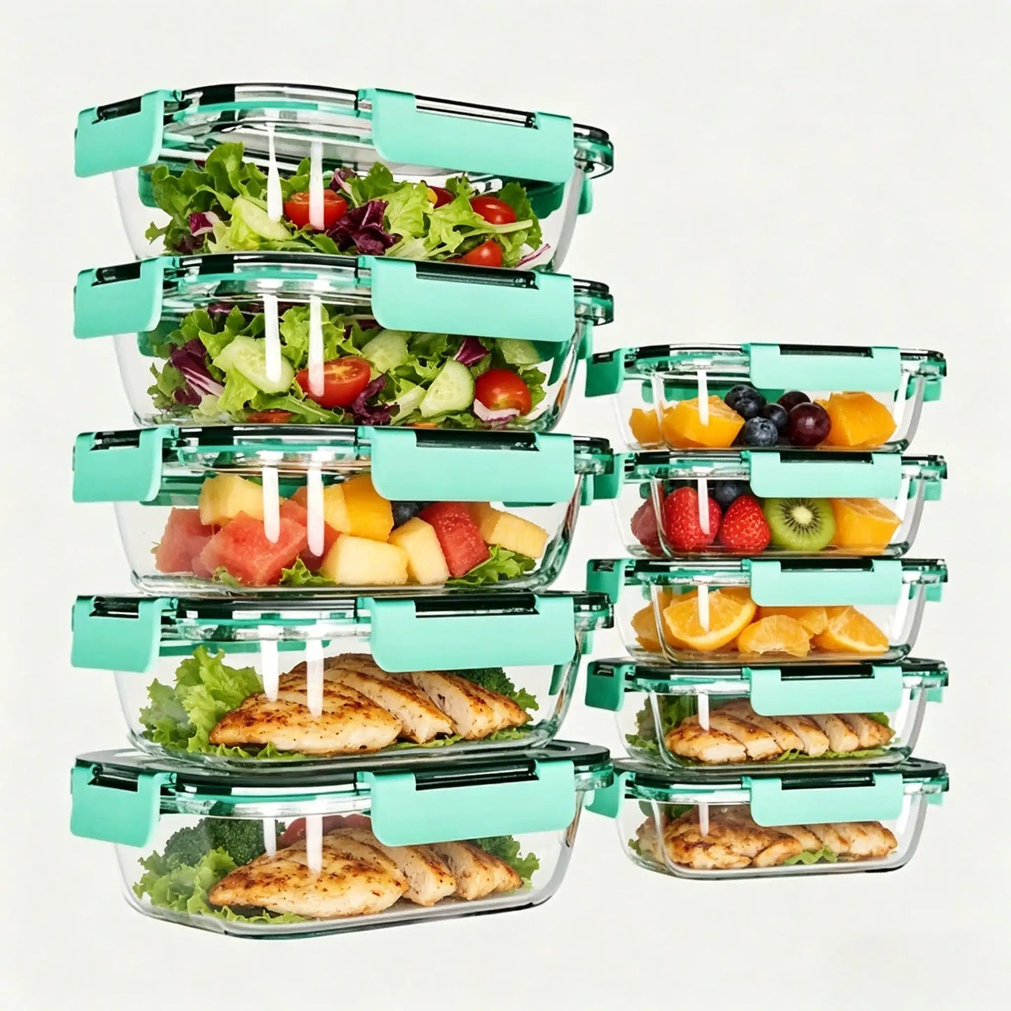Glass Meal Prep Containers 10 Pack With Lids Airtight
