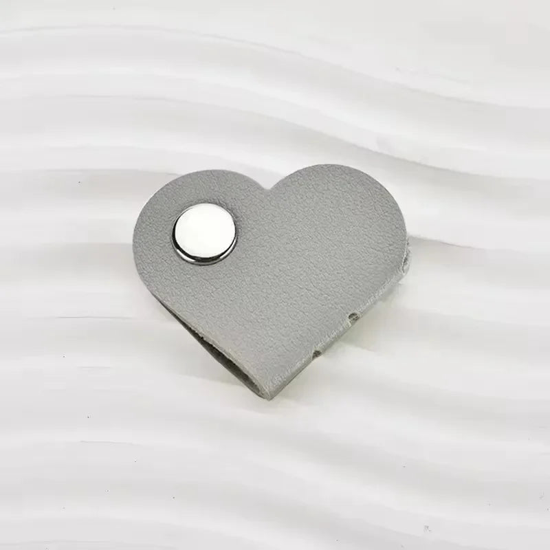 PU Leather Cable Organizer Heart Shaped Clip For Cables