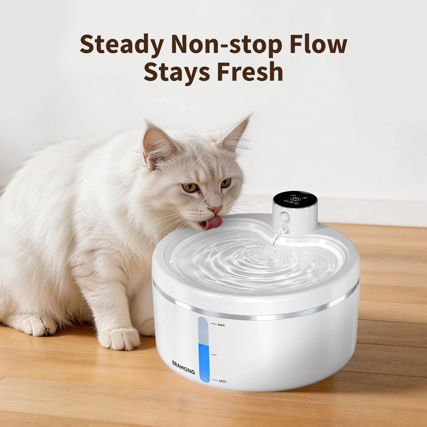 ERAMONG Wireless Cat Water Fountain With 4000mAh Battery And Auto Sensor