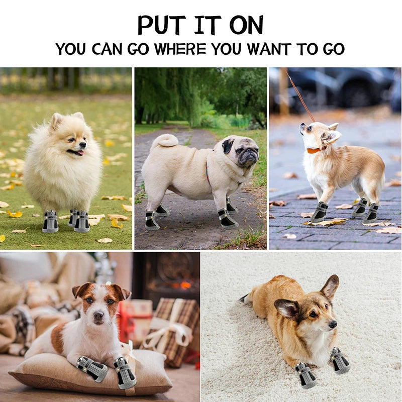 Dog Shoes Non-Slip Plush Paw Protection Boots Breathable Warm For Pets