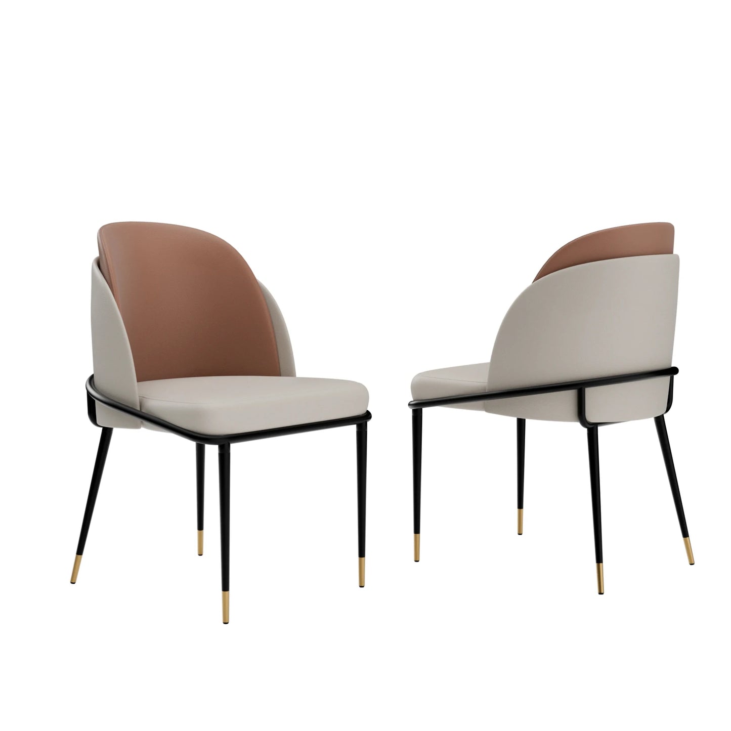 Set Of 2 Luxurious Microfiber Silicone Leather Dining Chairs