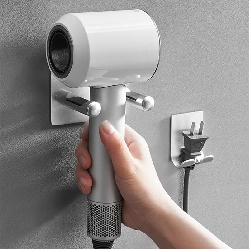 Aluminum Wall Mounted Hair Dryer Organizer For Clutter Free Bathroom