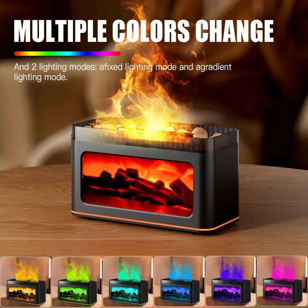 Simulated Flame Aromatherapy Diffuser And Essential Oil Humidifier With Remote