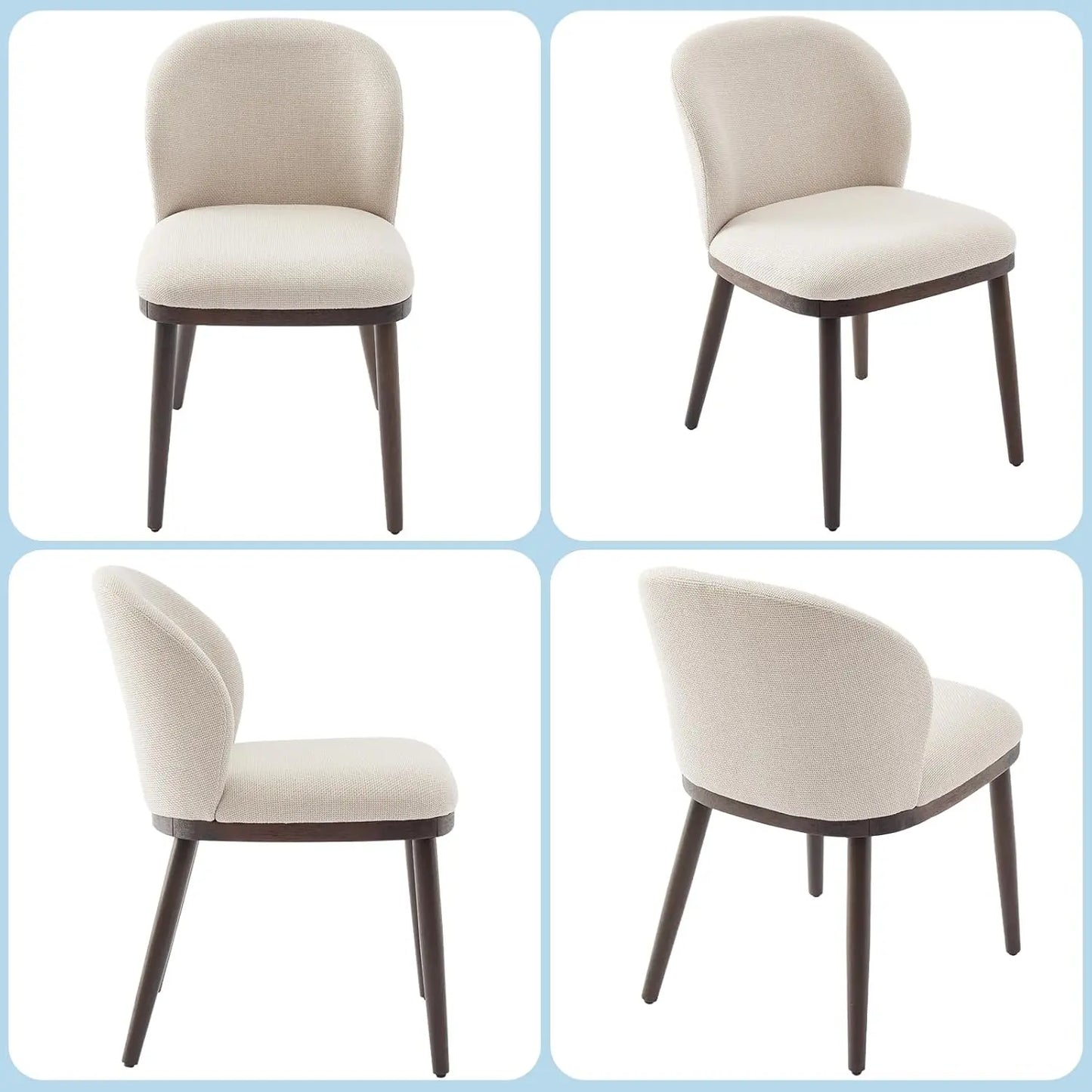 HiMISS Modern Set Of 2 Upholstered Dining Chairs With Ergonomic Back