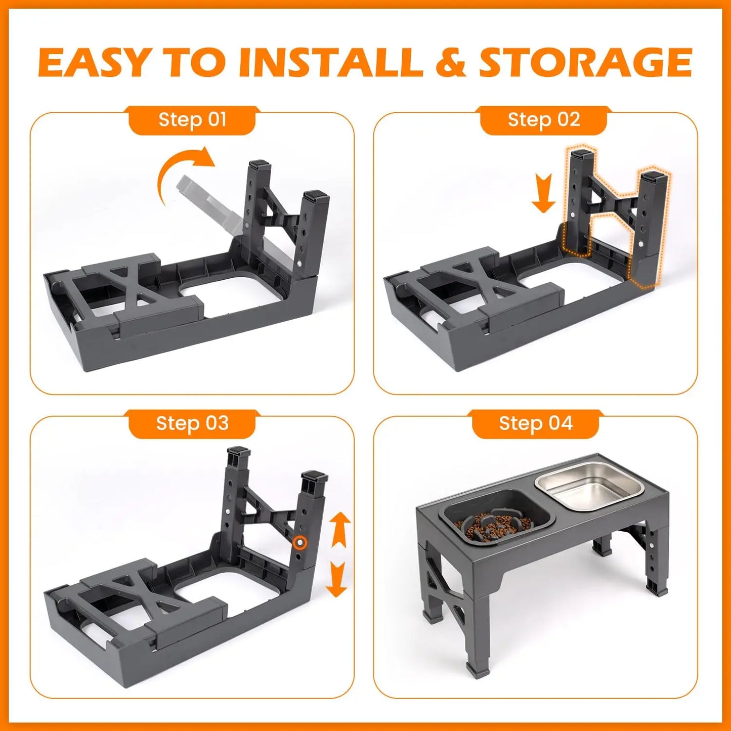 2 In 1 Elevated Slow Feeder Bowls With Foldable Stand