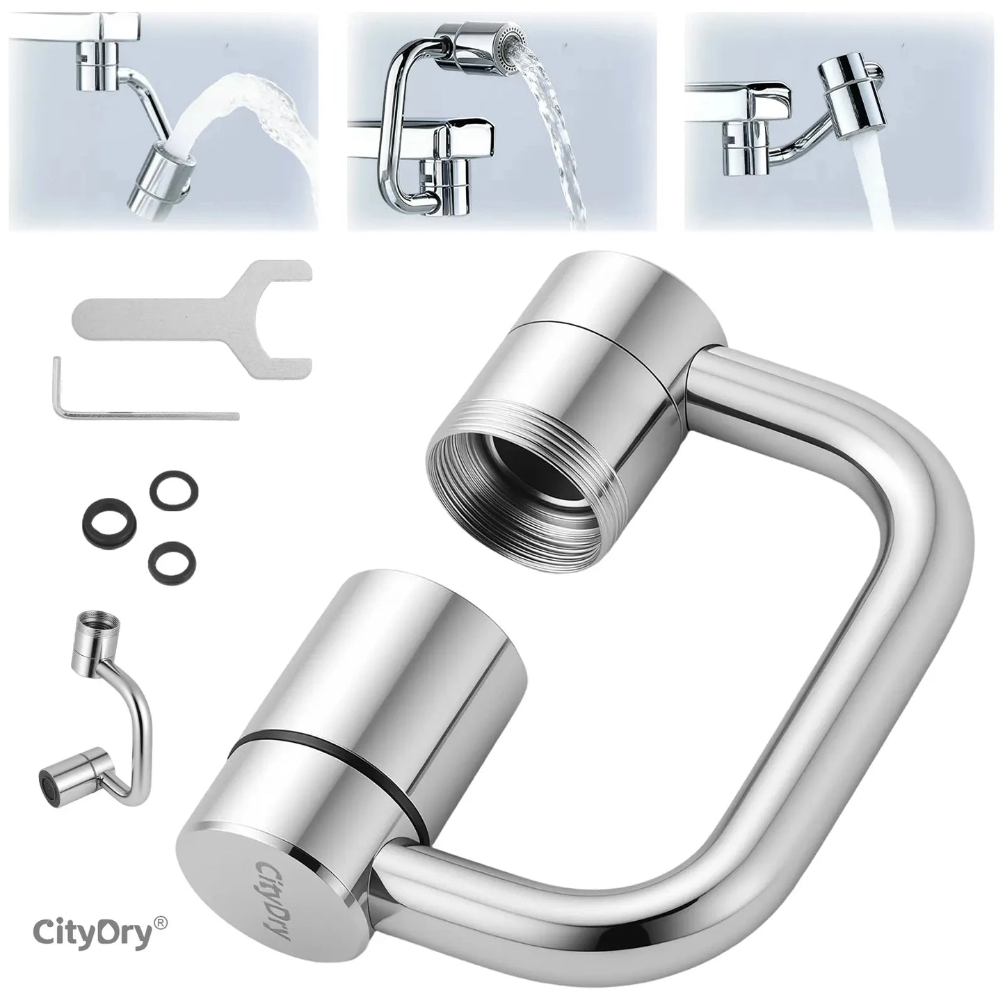 Universal Rotatable Kitchen Faucet Extender Stainless Steel Aerator Dual Mode