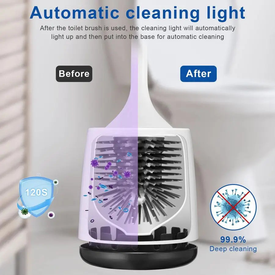 Silicone Toilet Brush With Ventilated Holder And Stand