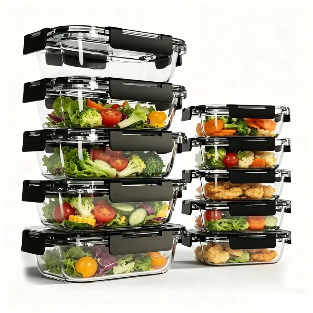 Glass Meal Prep Containers 10 Pack With Lids Airtight