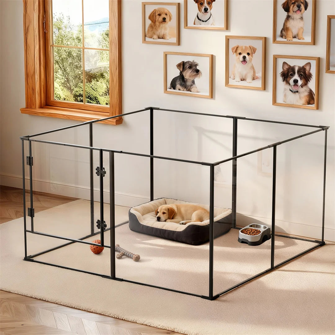 BINGOPAW 8 Panels Acrylic Dog Playpen Indoor Pet Exercise Fence