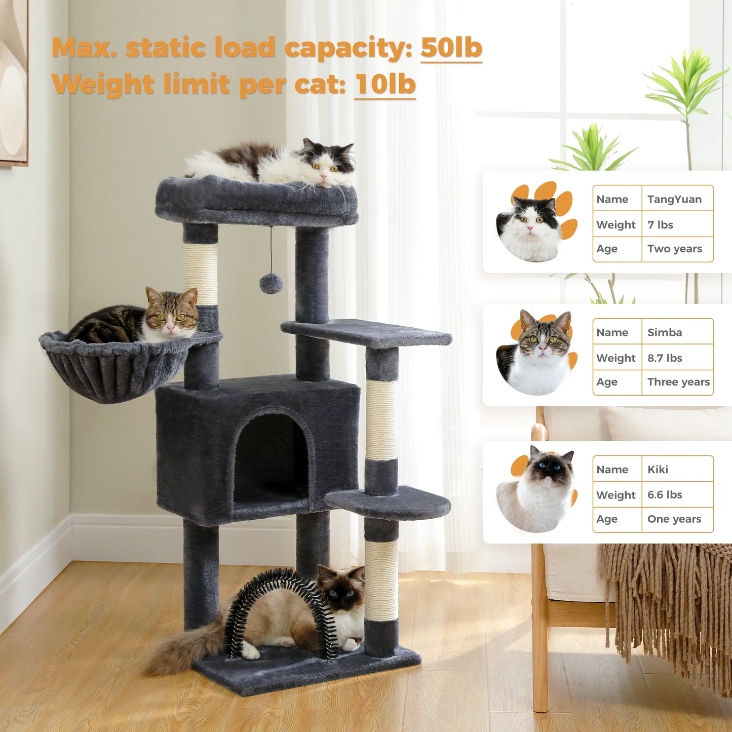 PAWZ Road Cat Tree With Toy Tower Plush Perch Scratching Posts