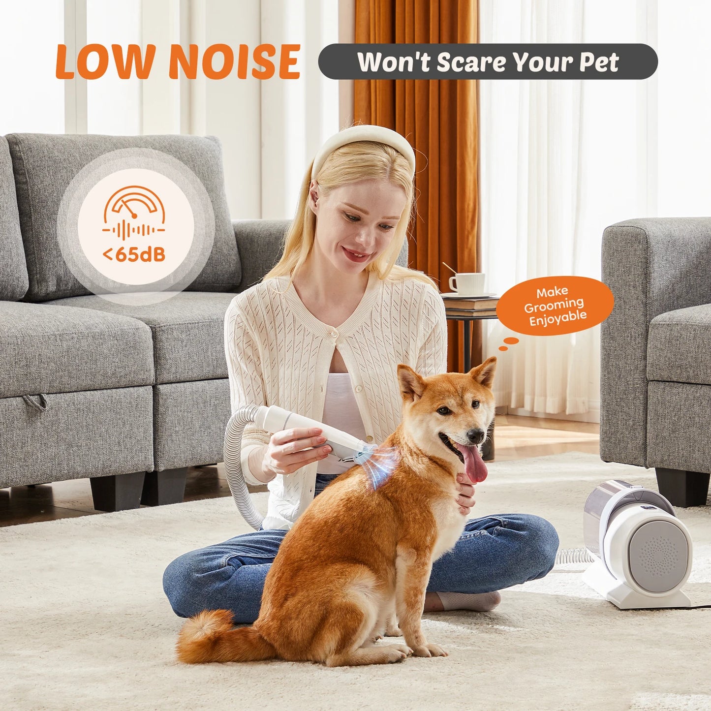 JHK 2.5L Pet Grooming Vacuum Kit With Cordless Low Noise Clippers