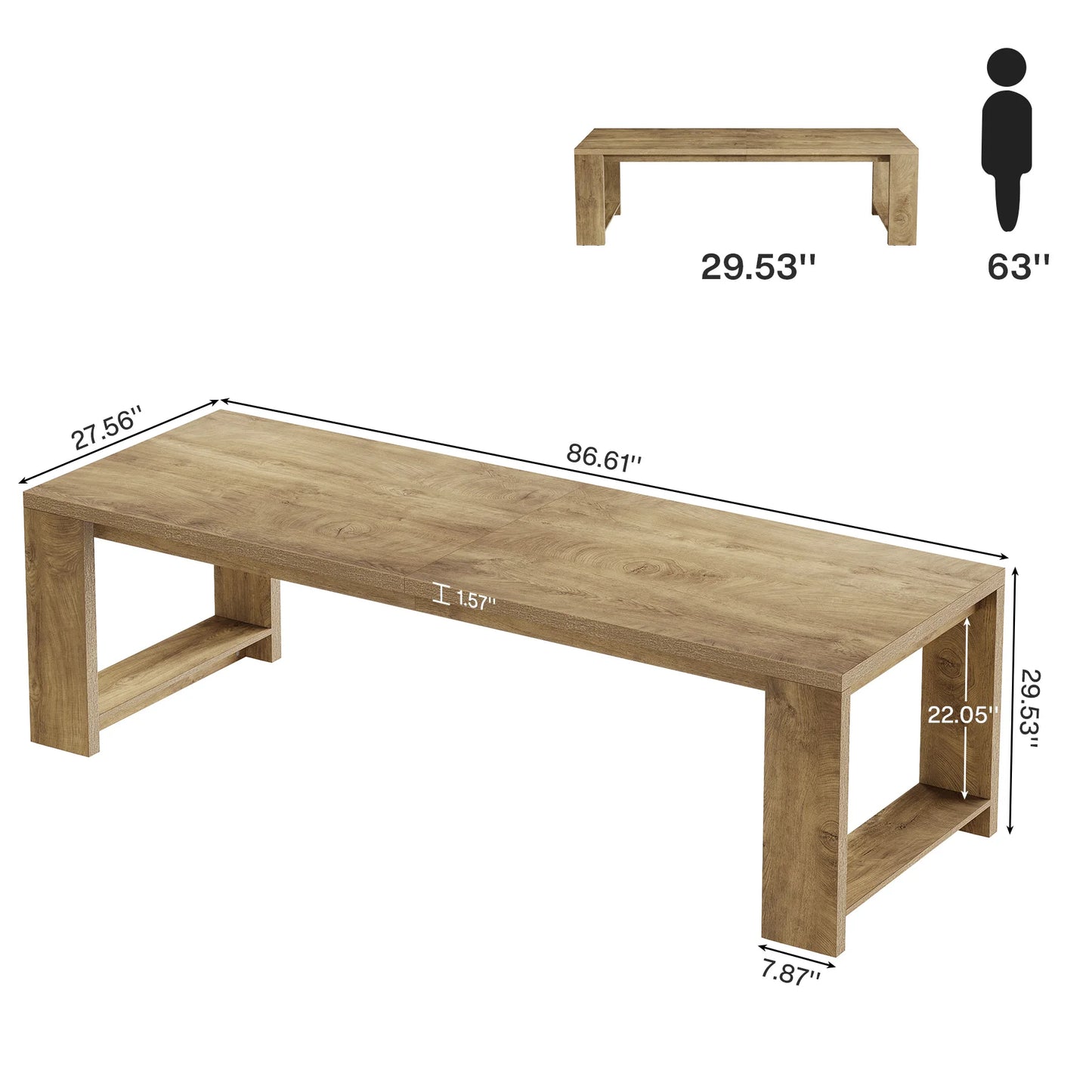 Tribesigns Modern Wood Dining Table With Pedestal Base Residential Furniture, No Chairs