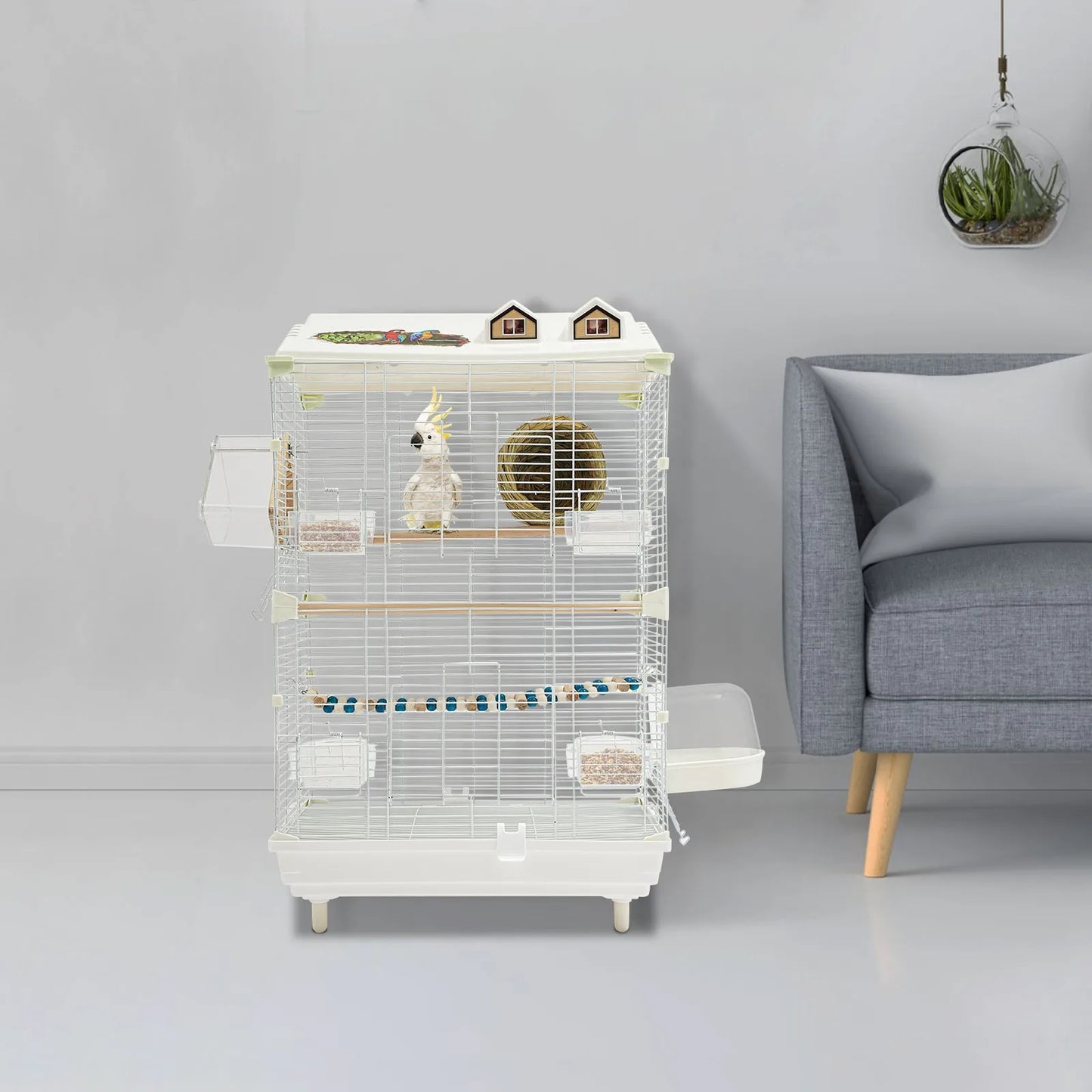 Two-Tier Iron Bird Cage For Small Birds, British Style